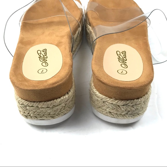 Acata Two Strap Clear Platform Sandals Size 7 - Picture 5 of 10